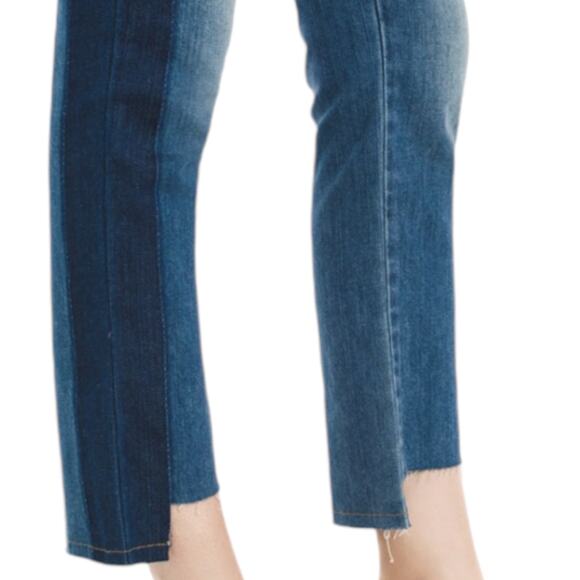 WHBM Tuxedo Mid Rise Straight Leg Crop Jeans Step Hem Med Wash Size 4 - Picture 3 of 12